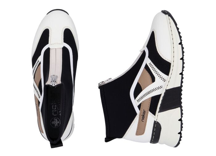 Rieker, stijlvolle dameslaarzen, breedte G, met uitneembaar voetbed CR&Egrave;ME-ZWART-BRUIN