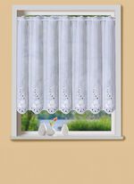 Geborduurd kort gordijn met een gebogen afwerking 