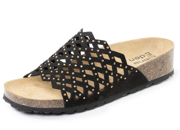 ELENA EDEN, lichte damesmuiltjes, breedte G, met leren voetbed SCHWARZ