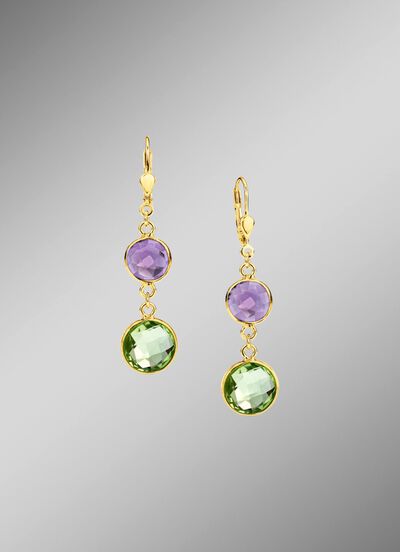 Tijdloze elegantie: oorbellen met kleurrijke kwarts 