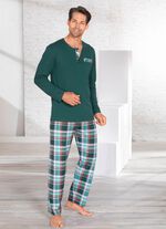 Pyjama met knoopsluiting en borstzakje 