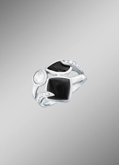 Stevige damesring met onyx 