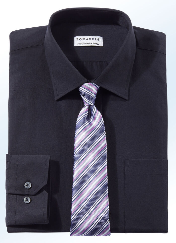 Shirt met borstzak in 5 kleuren en 2 mouwlengtes ZWART