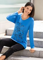 Shirt met decoratieve contrastprint in 2 kleuren 