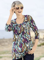 Lang shirt met all-over dessin in 2 kleuren 