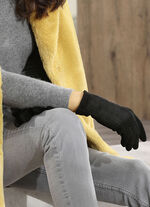 Handschoen met elegante, sprankelende glitterapplicaties ZWART