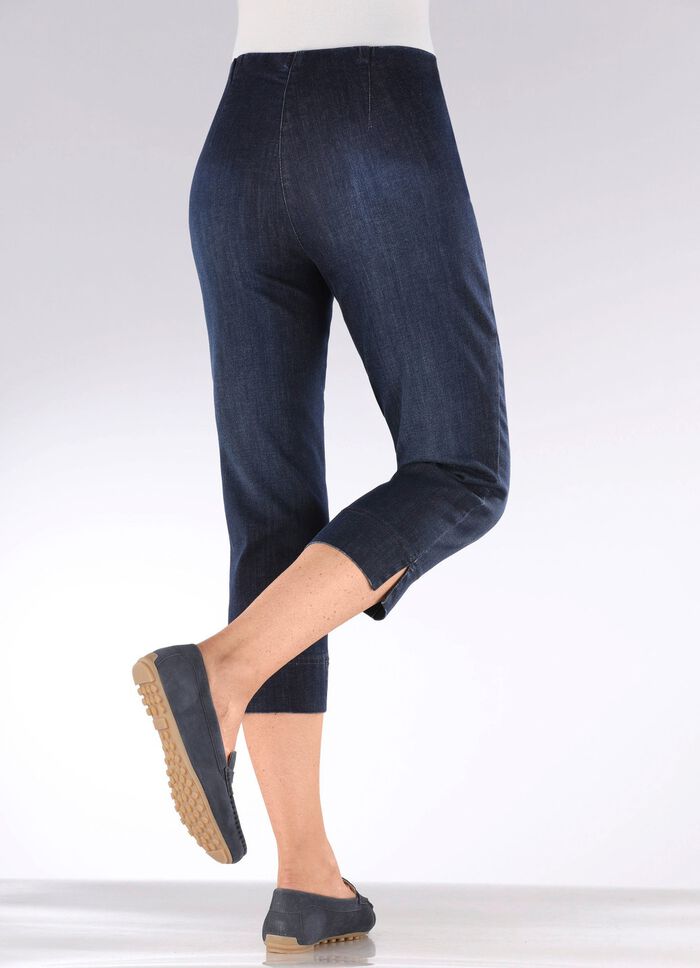 Capri-jeans met elastische plooien 
