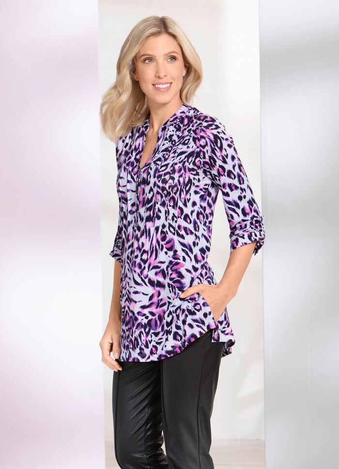 Blousetuniek met opstaande kraag 