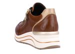 Remonte sneakers met veters en mat gouden bies BRUIN
