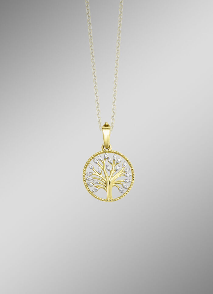 Levensboom hanger met 21 diamanten 