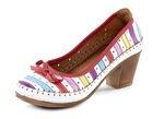 Gemini pumps van rundnappaleer met strik WIT-MULTICOLOR