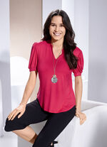 Shirttuniek met pofmouwen ROOD