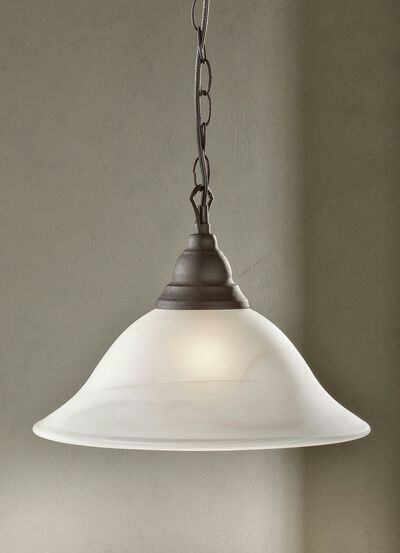 Hanglamp met 1 lamp, met voet van roestkleurig metaal 
