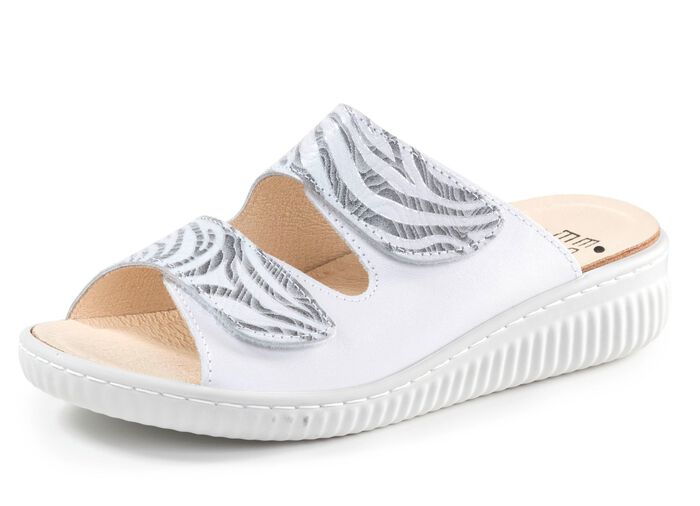 Muiltjes van ELENA EDEN met deels glinsterende zebraprint PARELGRIJS