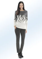 Broek met een effectieve, sprankelende decoratieve band 