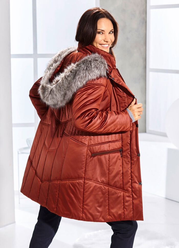 Korte jas met afneembare rand van imitatiebont 