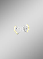 Hartvormige oorbellen in bicolor met synthetische zirkonia 