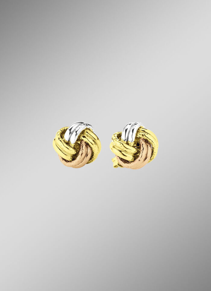 Oorknopjes in knoopvorm, driekleur 