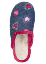 Laurina, warme damespantoffels, met pluche BLAUW-ROOD