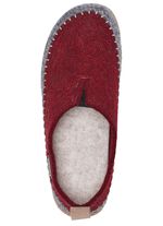 Laurina pantoffels van wolvilt met velours bies BORDEAUX-GRIJS