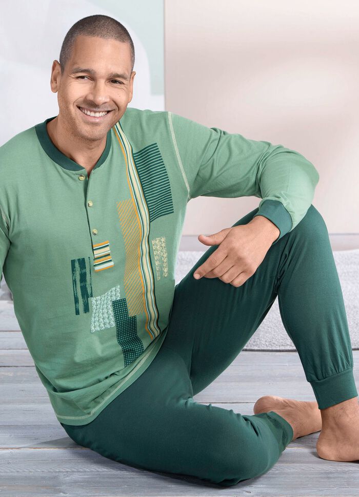 Pyjama met knoopsluiting en manchetten 