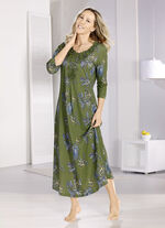 Laurina nachthemd, enkellang met rijkelijk motiefkant 