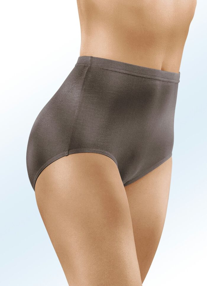 Vier-pack slip met elastische tailleband 2x TAUPE, 2x ROOKBLAUW
