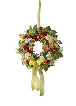 Wand- of deurdecoratie met voorjaarsbloemen 