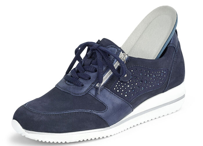 Waldläufer, comfortabele dames veterschoenen, breedte H, met uitneembaar voetbed MARINE