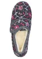 Gevoerde damespantoffels met klittenbandsluiting 