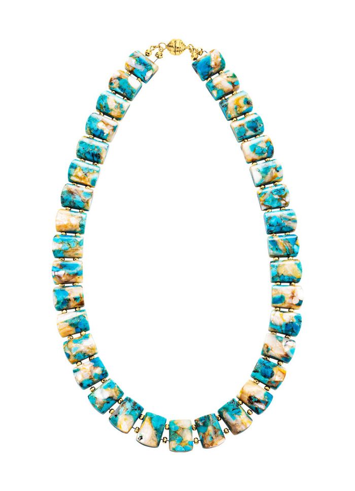 Ketting met bewaard turkoois en bewaard parelmoer 