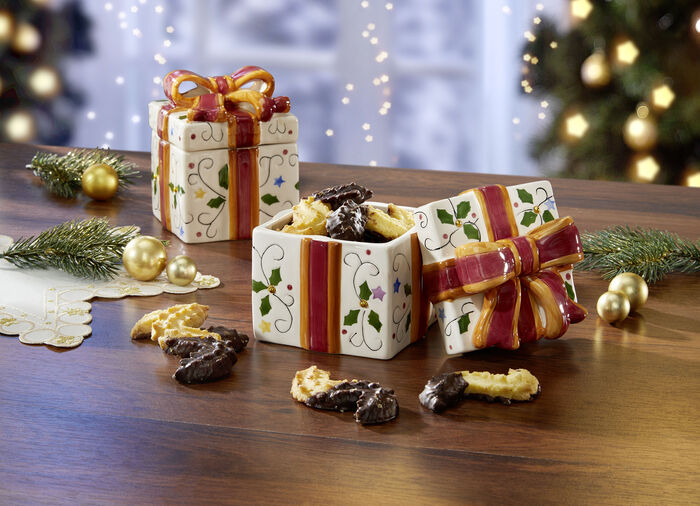 Fijne keramische pot met strik, set van 2 