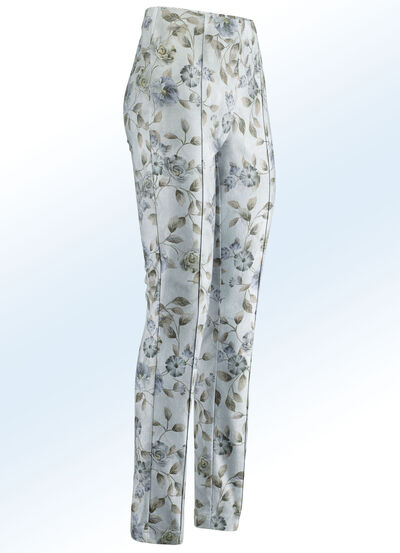 Broek met harmonieus bloemendessin 