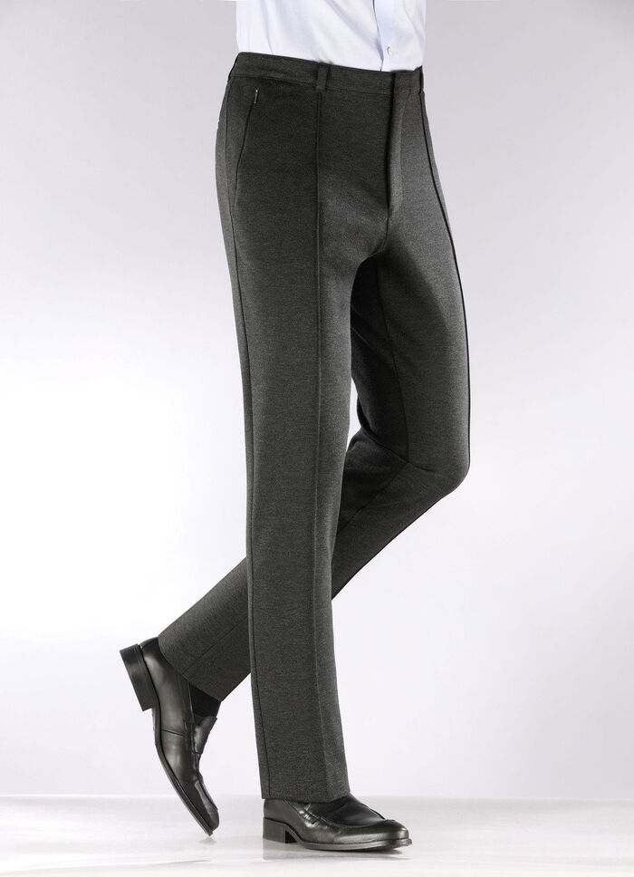 Modieuze "Klaus Models" broek met elastische tailleband in 4 kleuren ANTRACIET MOTIEF