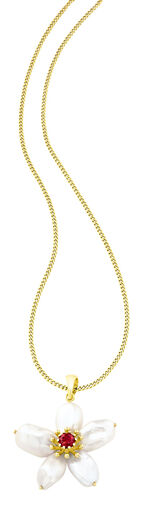 Kettinghanger met granaat en Keshi-parels 