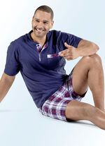 Set van twee shortys met knoopsluiting, borstzak en prachtig geruit design 