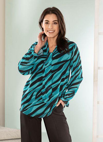 Blouse met strikbandje bij de halslijn 