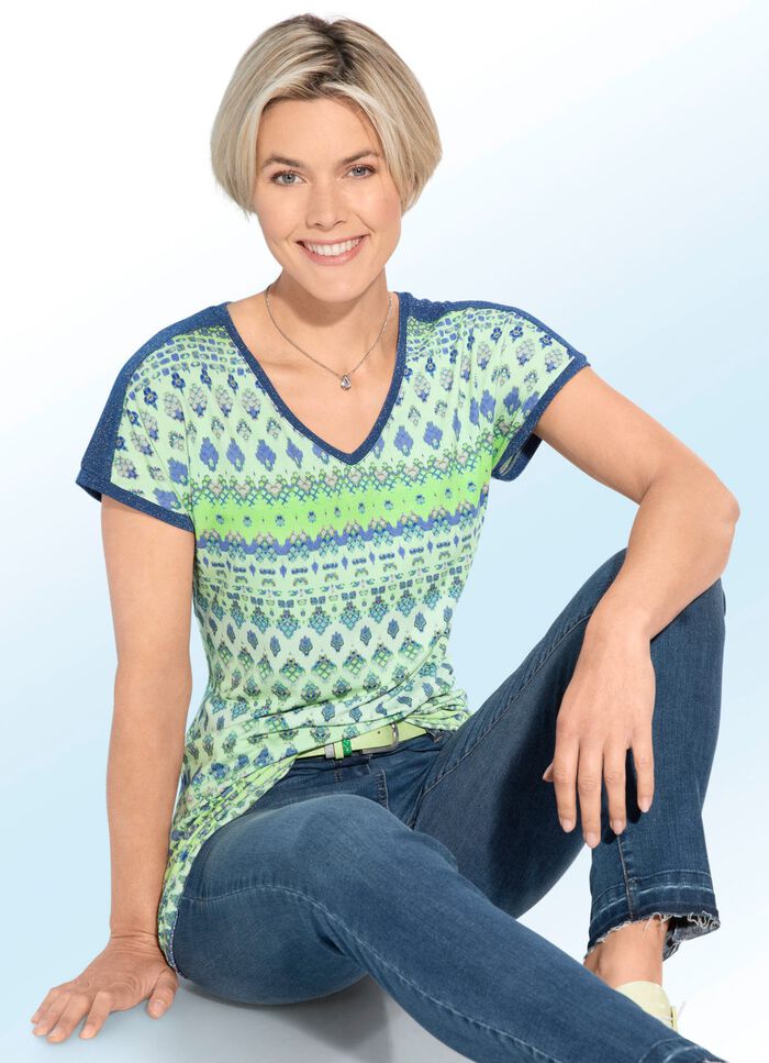 Shirt met zilverkleurig glansgaren 