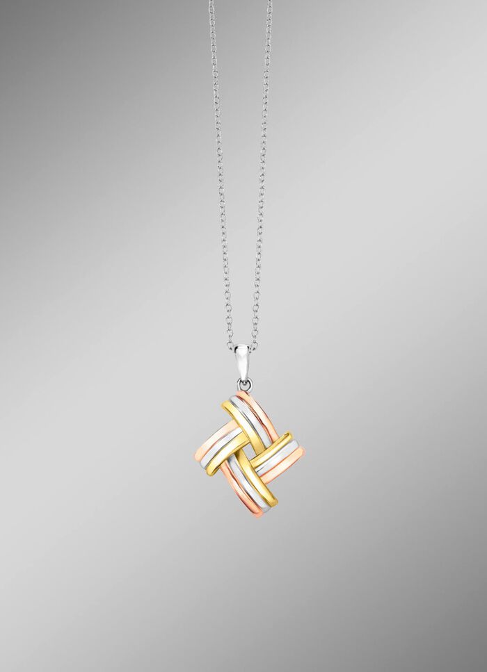 Modieuze knoophanger in driekleur met ankerketting 