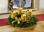Adventskrans met echte waskaarsen met led GOUD