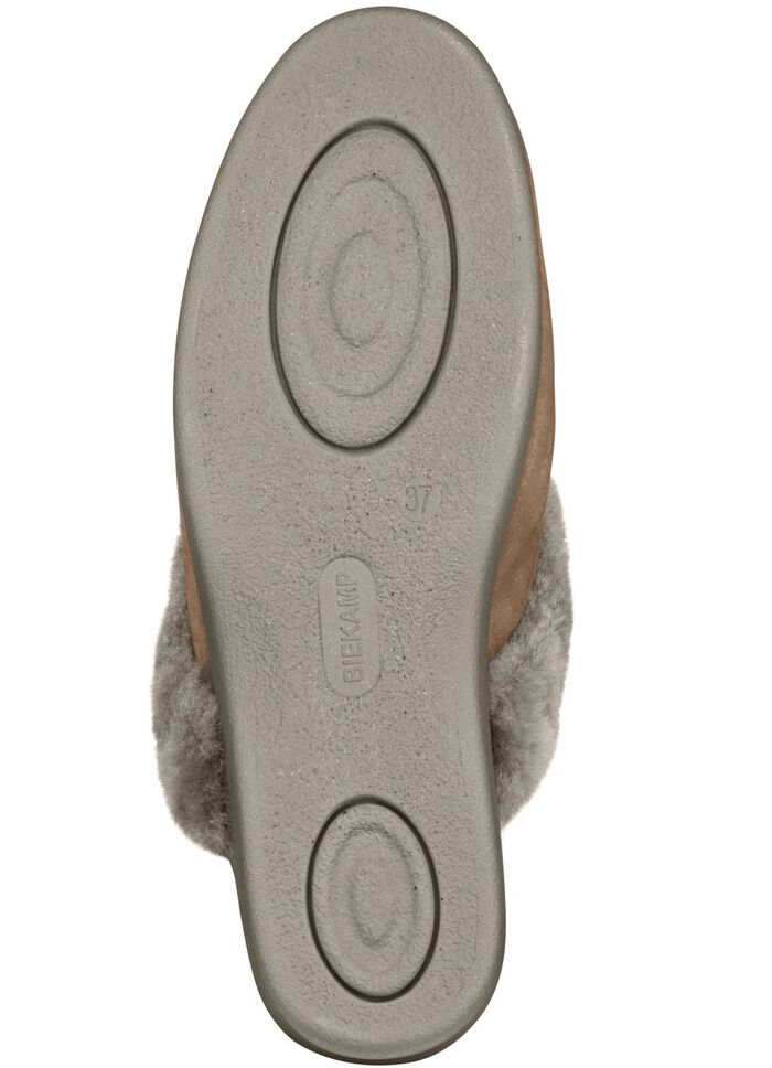 ELENA EDEN pantoffels met voering van echt lamsleer TAUPE