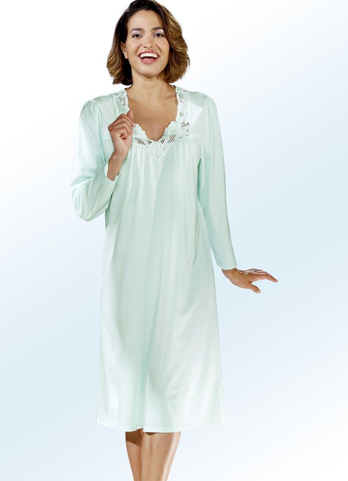 Nachthemd, met lange mouw en V-hals MUNT