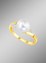 Betoverende damesring met briljanten en zoetwaterparel 