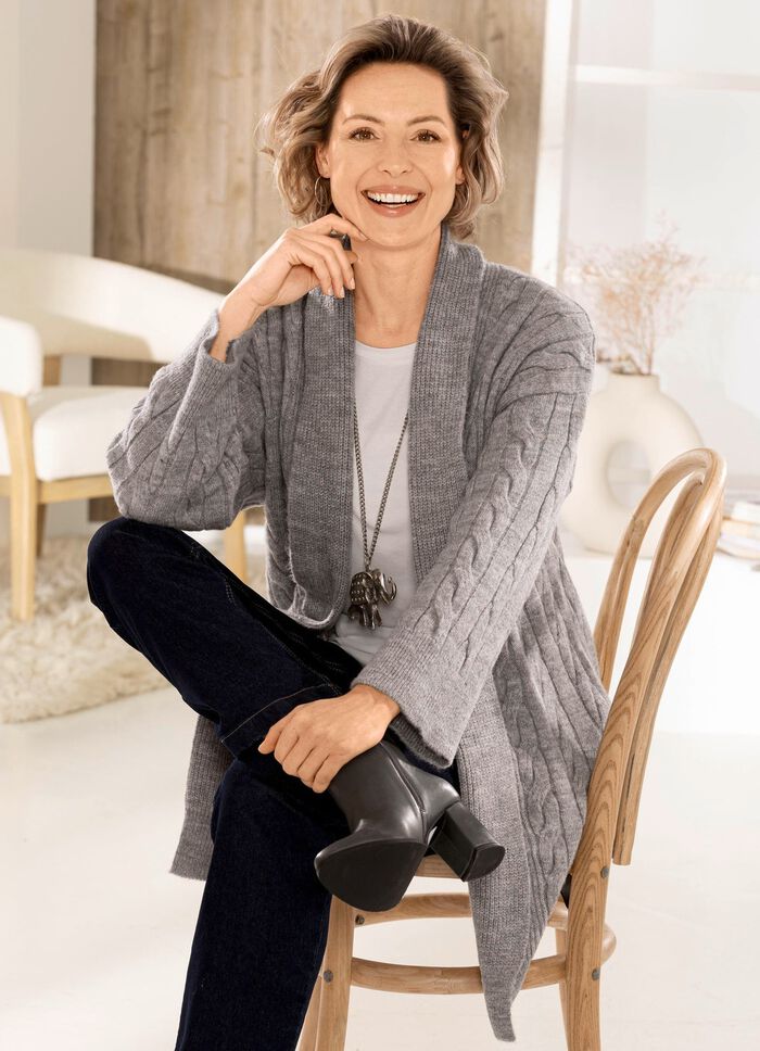 lang vest met kabelpatroon 