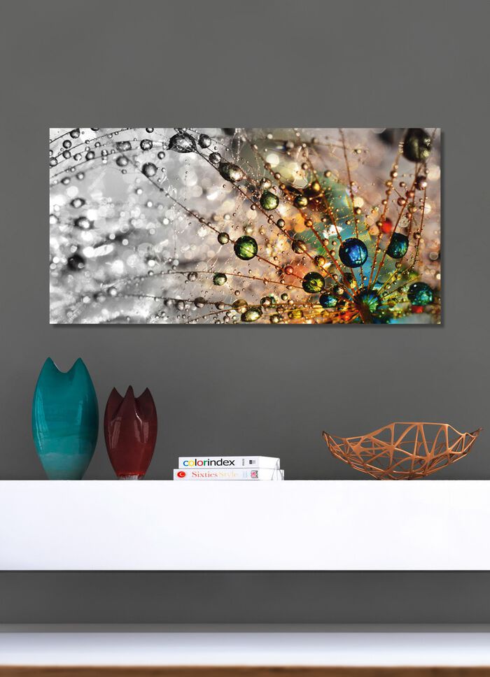 Schilderij waterdruppel op een paardenbloem 