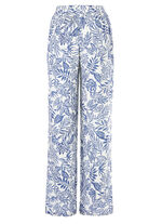 Broek in modieuze breedte ECRU-BLAU