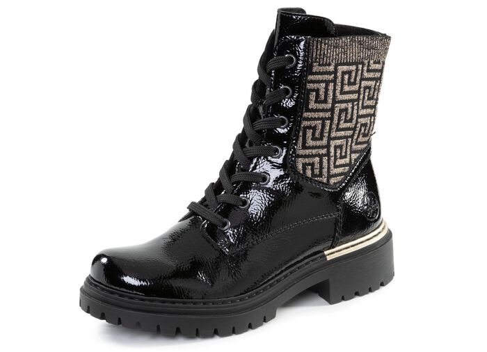 Rieker, stijlvolle dames enkellaarsjes, winterschoenen, met rits ZWART-GOUD