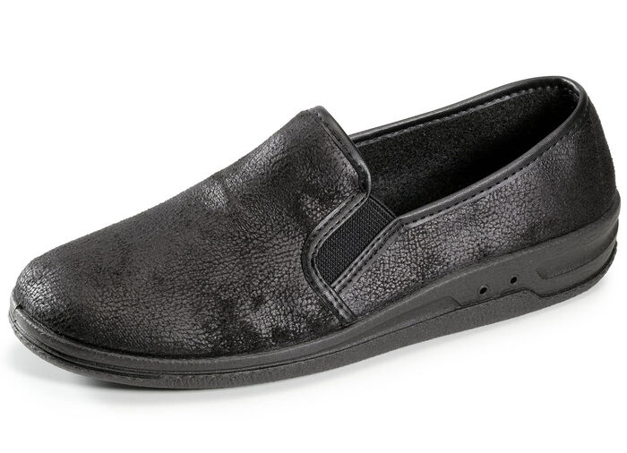 Antieke pantoffels met reli&euml;f ZWART