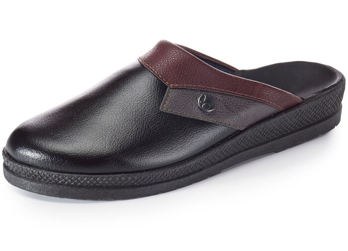 Muiltje met anatomisch gevormd diep voetbed ZWART-BORDEAUX-GRIJS