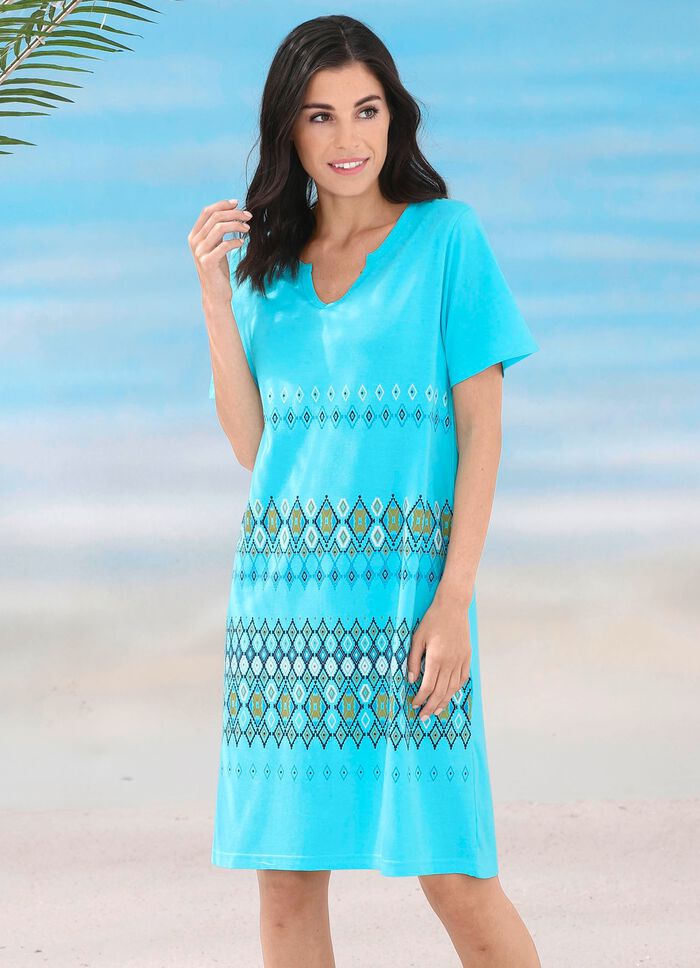 Set van twee jurken met geplaatst printontwerp, gemaakt van puur katoen 